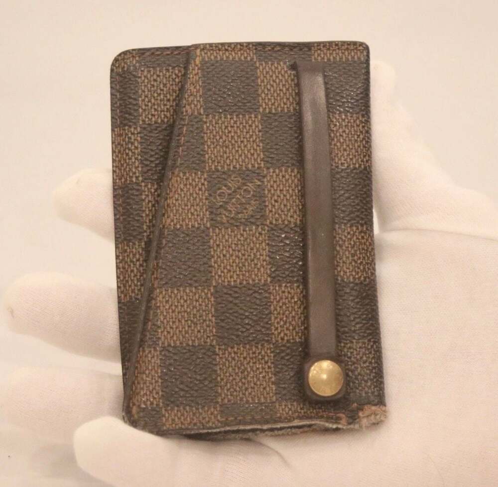 Louis Vuitton Damier Check Leather Key Case w/ Key Ring Brown M0092